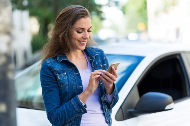 Female using her cellphone