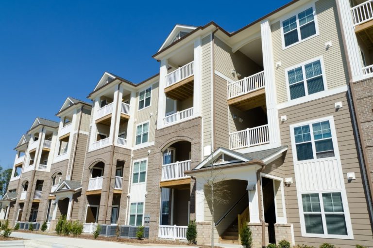 New apartment building in suburban area