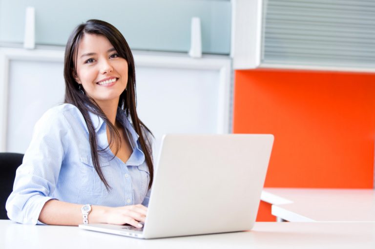 woman using a laptop