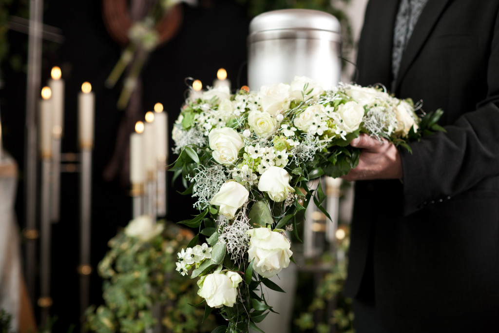 a person holding flowers