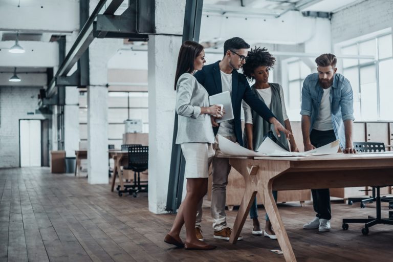 employees having a meeting