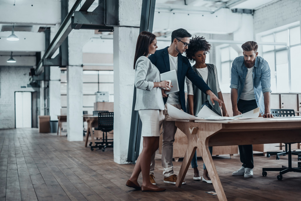 employees having a meeting